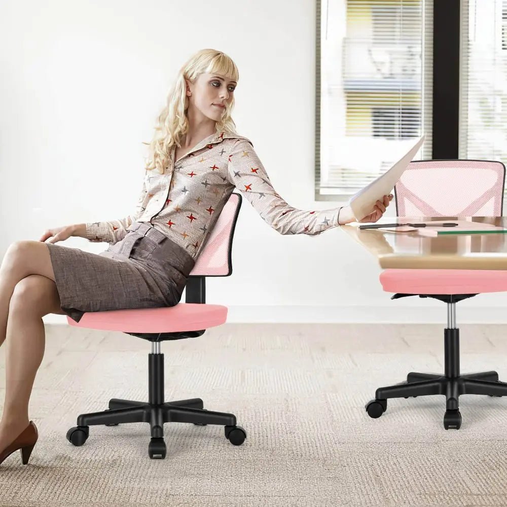 Black and Pink Adjustable Height Swivel Rolling Office Chair - NOBLE HOME INTERIORS