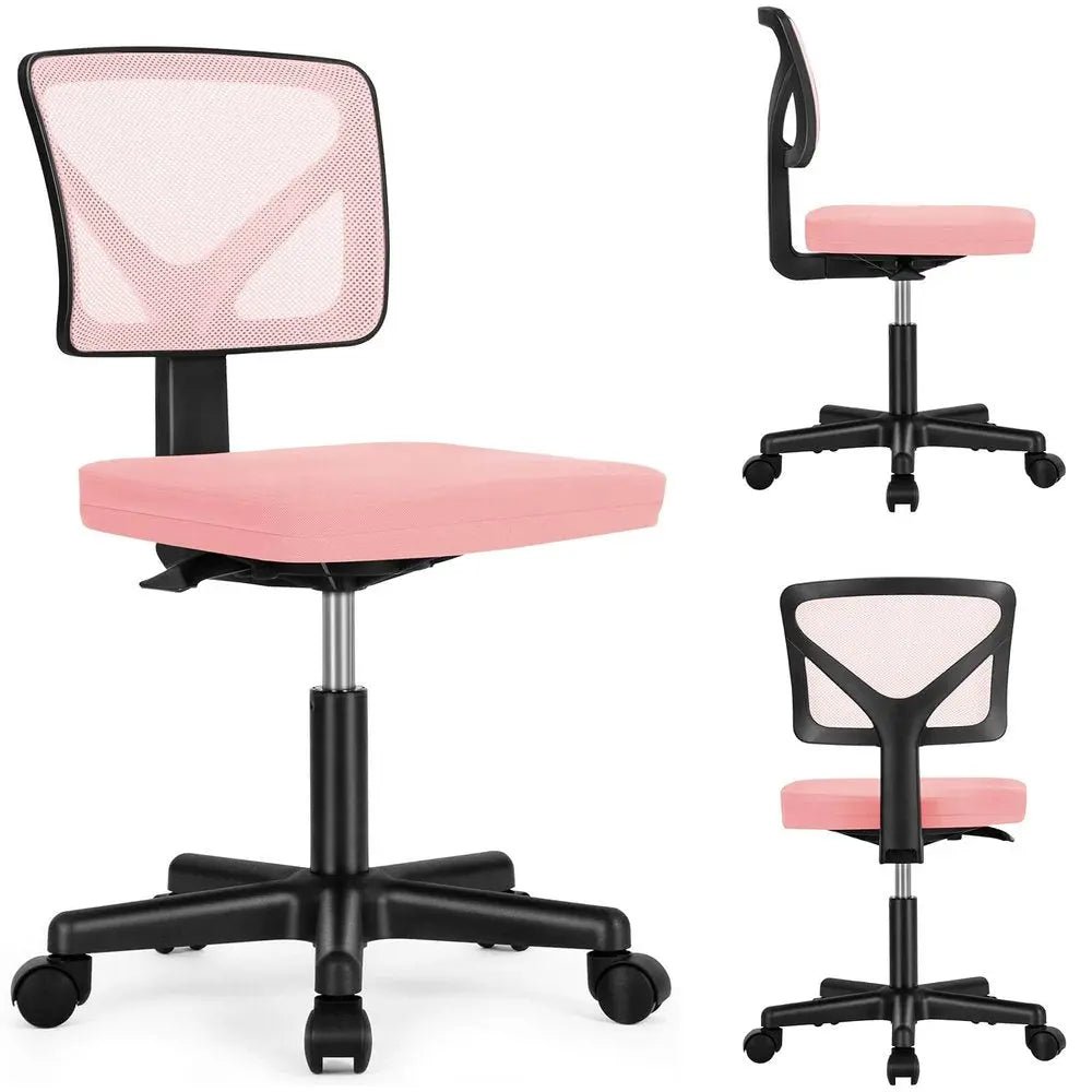 Black and Pink Adjustable Height Swivel Rolling Office Chair - NOBLE HOME INTERIORS