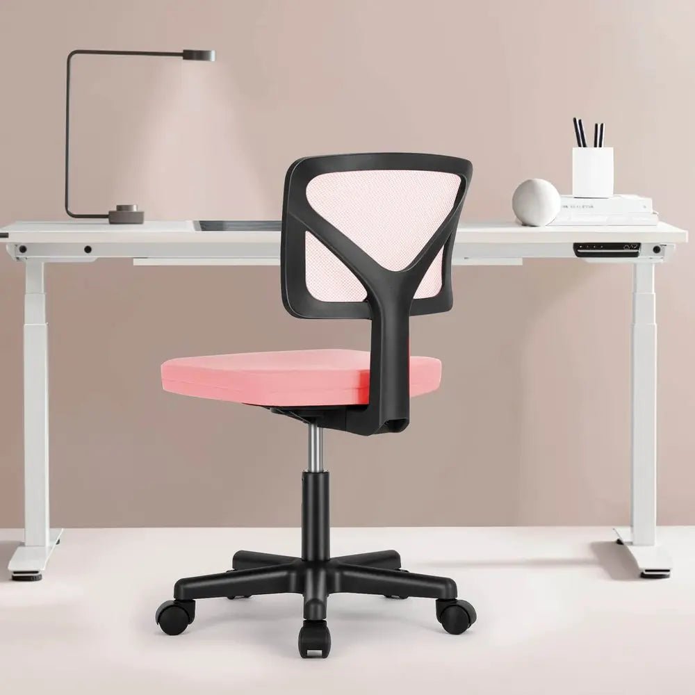 Black and Pink Adjustable Height Swivel Rolling Office Chair - NOBLE HOME INTERIORS