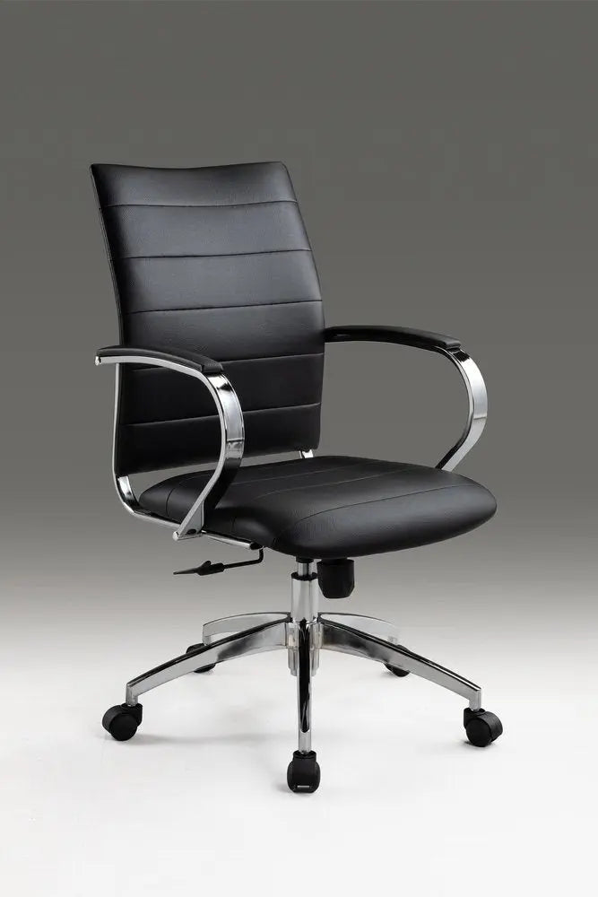 Black and Silver Adjustable Height Swivel Rolling Office Chair - NOBLE HOME INTERIORS