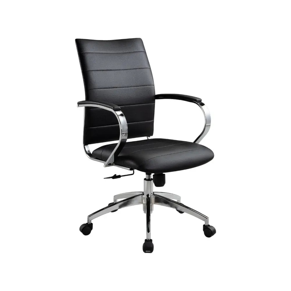 Black and Silver Adjustable Height Swivel Rolling Office Chair - NOBLE HOME INTERIORS
