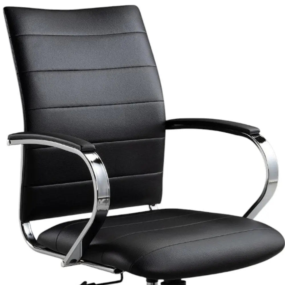 Black and Silver Adjustable Height Swivel Rolling Office Chair - NOBLE HOME INTERIORS