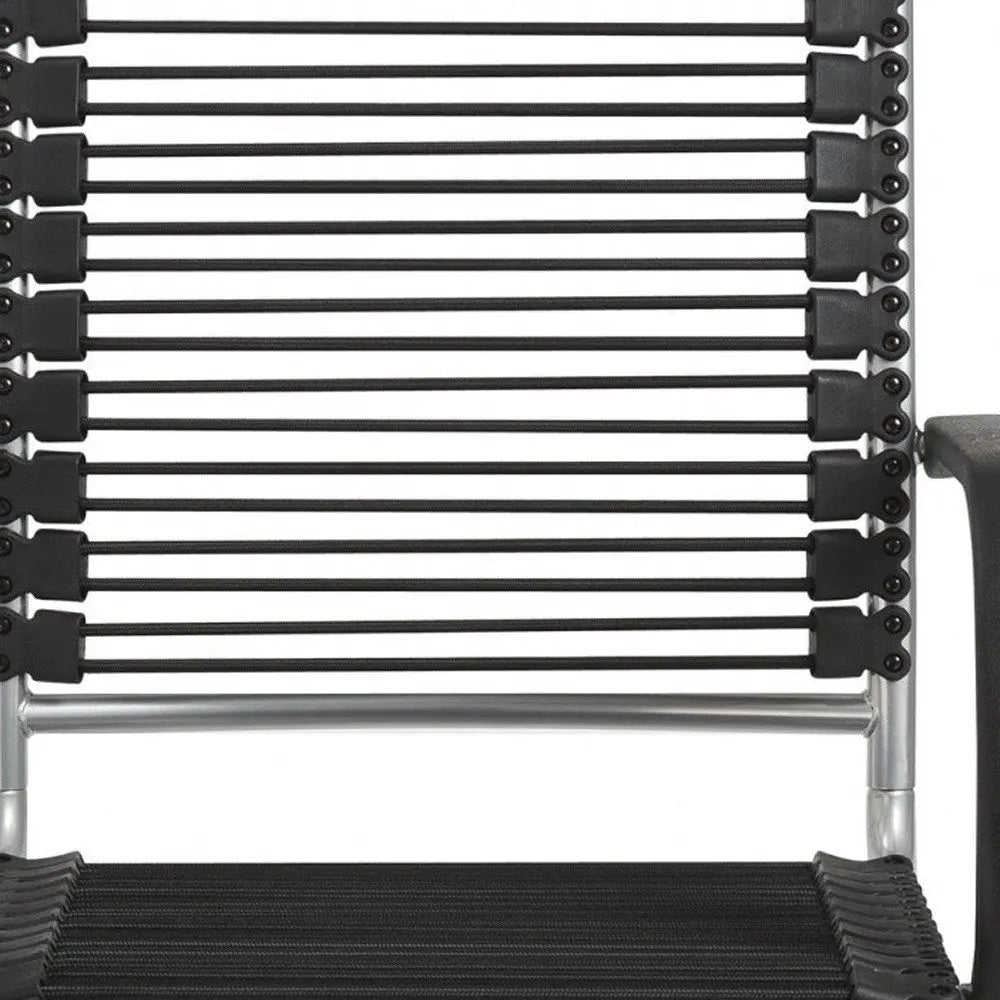 Black and Silver Adjustable Swivel Bungee Rolling Office Chair - NOBLE HOME INTERIORS