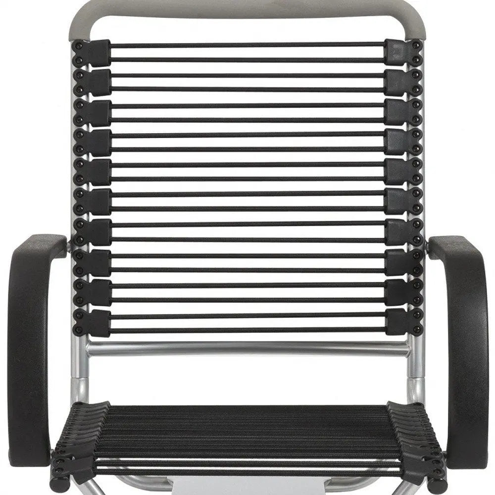 Black and Silver Adjustable Swivel Bungee Rolling Office Chair - NOBLE HOME INTERIORS