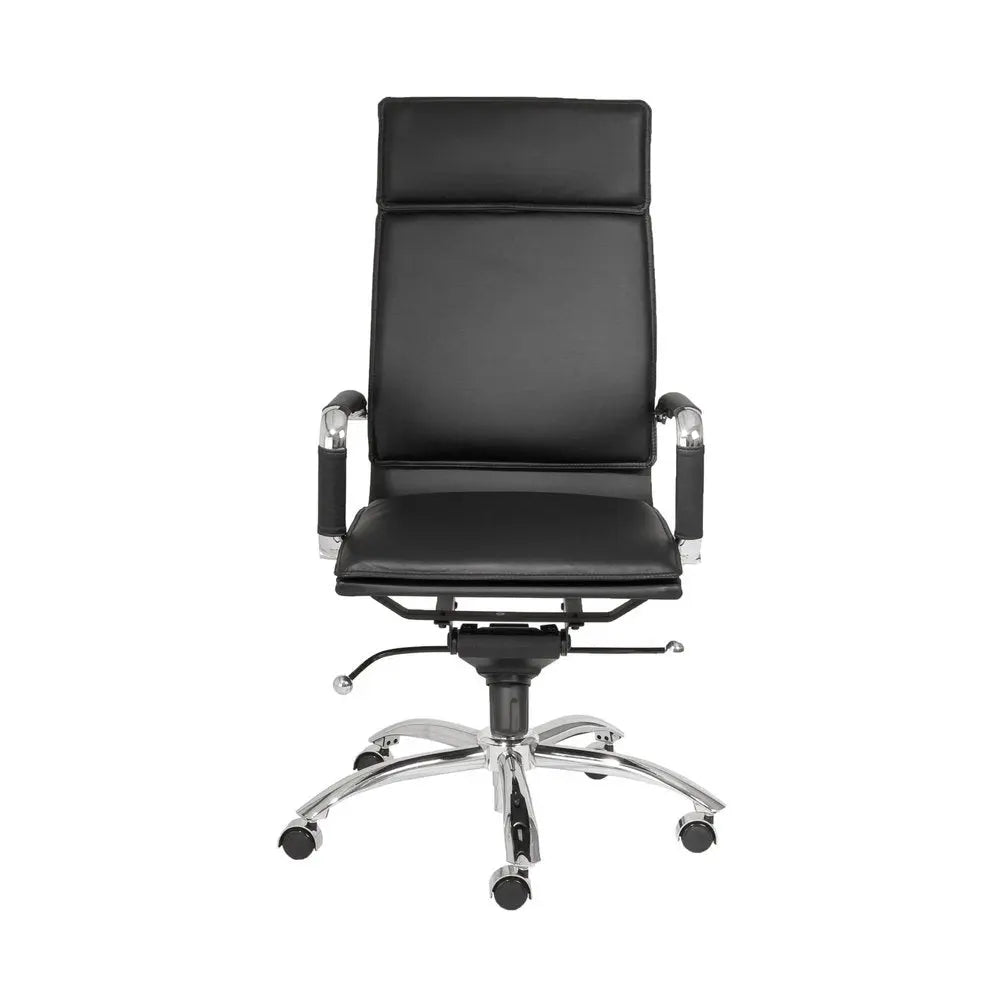 Black and Silver Adjustable Swivel Faux Leather Rolling Executive Office Chair - NOBLE HOME INTERIORS