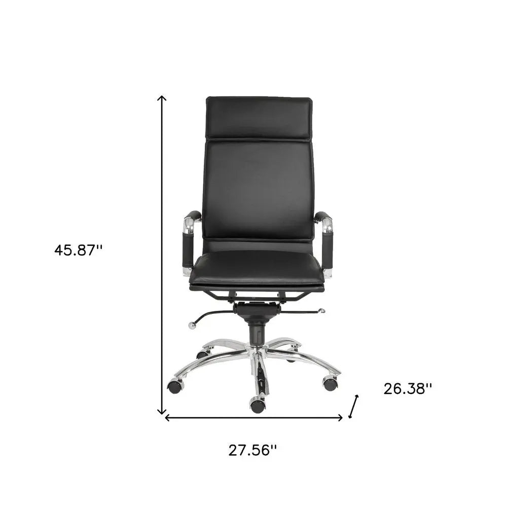 Black and Silver Adjustable Swivel Faux Leather Rolling Executive Office Chair - NOBLE HOME INTERIORS