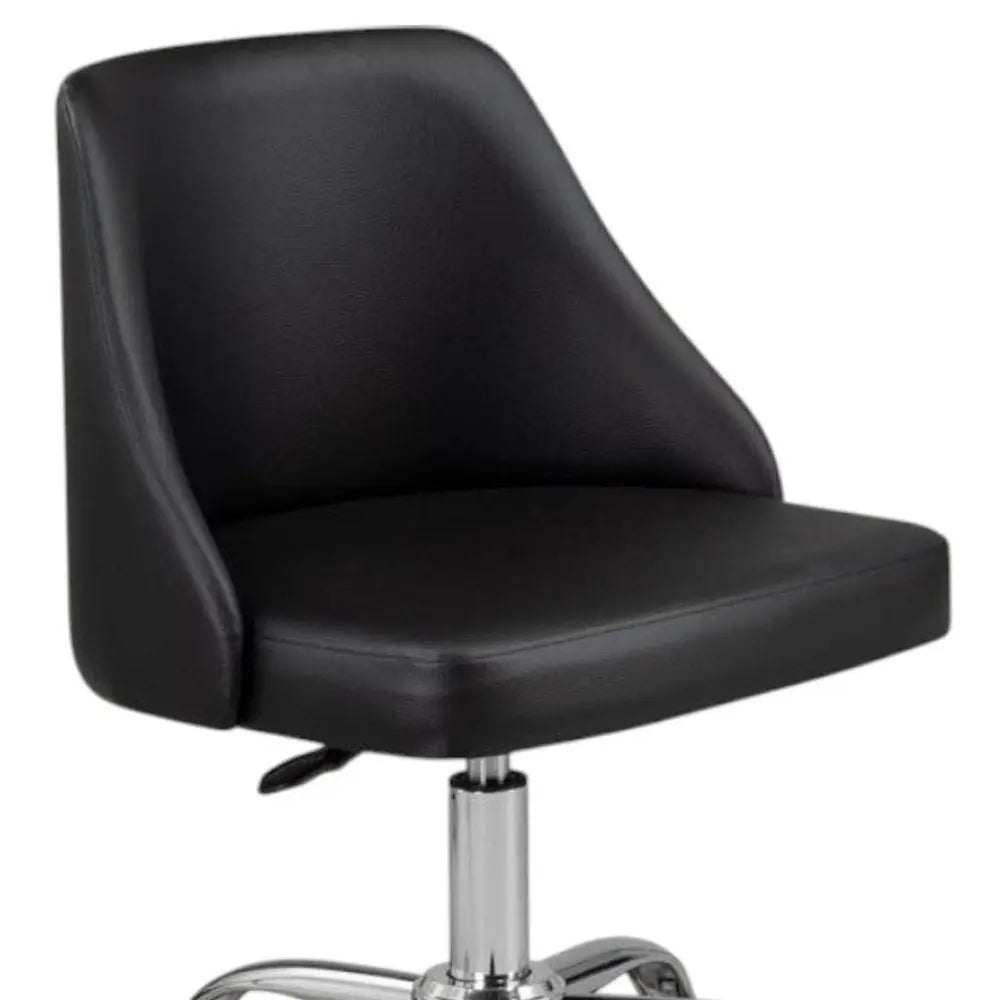 Black and Silver Faux Leather Adjustable Height Swivel Rolling Office Chair - NOBLE HOME INTERIORS