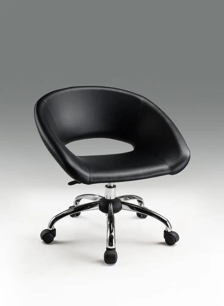 Black and Silver Faux Leather Adjustable Height Swivel Rolling Office Chair - NOBLE HOME INTERIORS