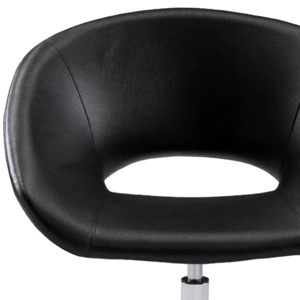 Black and Silver Faux Leather Adjustable Height Swivel Rolling Office Chair - NOBLE HOME INTERIORS