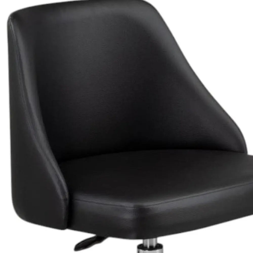 Black and Silver Faux Leather Adjustable Height Swivel Rolling Office Chair - NOBLE HOME INTERIORS