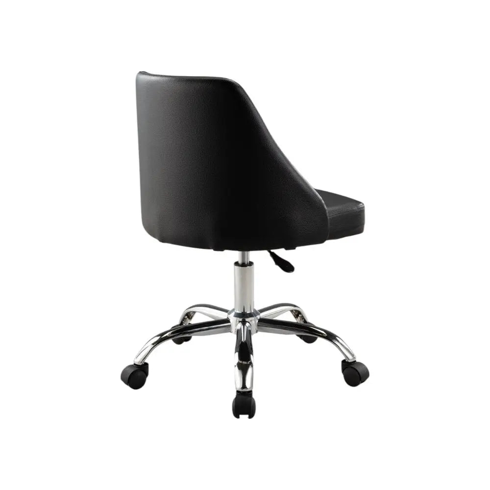 Black and Silver Faux Leather Adjustable Height Swivel Rolling Office Chair - NOBLE HOME INTERIORS