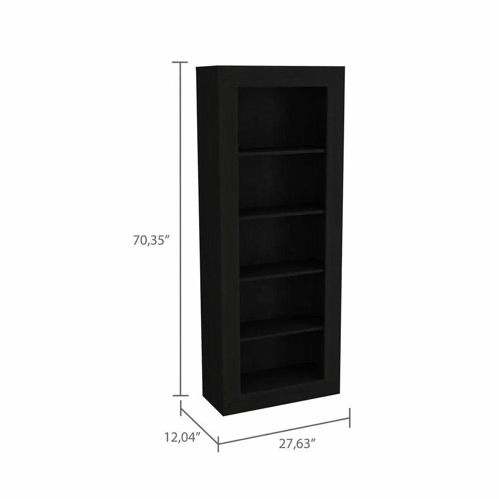 Black Five Tier Bookcase - NOBLE HOME INTERIORS