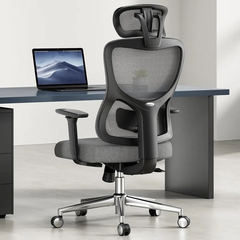 Black Gray and Silver Adjustable Height Swivel Rolling Office Chair - NOBLE HOME INTERIORS