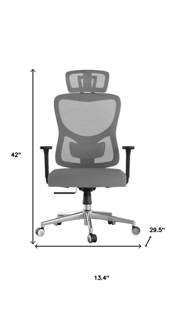 Black Gray and Silver Adjustable Height Swivel Rolling Office Chair - NOBLE HOME INTERIORS