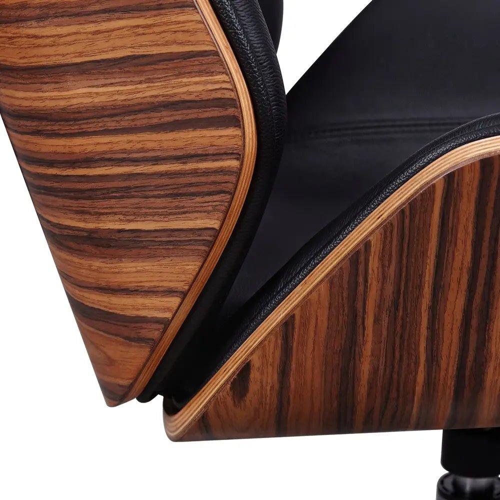 Black Rosewood and Silver Adjustable Height Swivel Rolling Conference Office Chair - NOBLE HOME INTERIORS