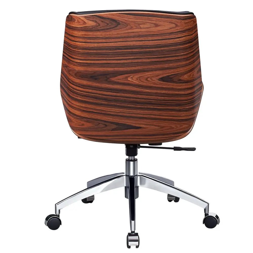 Black Rosewood and Silver Adjustable Height Swivel Rolling Conference Office Chair - NOBLE HOME INTERIORS