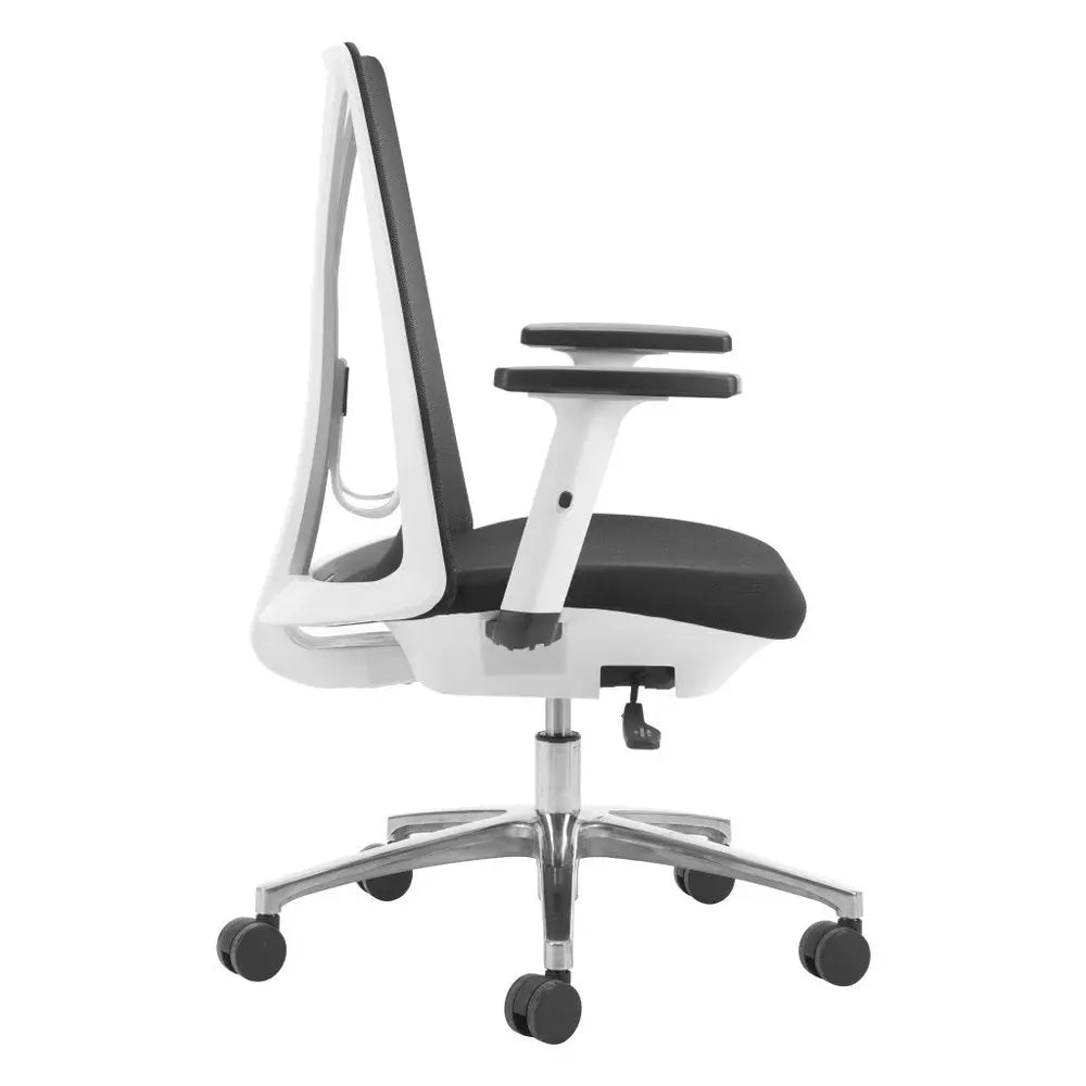 Black Silver and White Adjustable Height Swivel Rolling Office Chair - NOBLE HOME INTERIORS