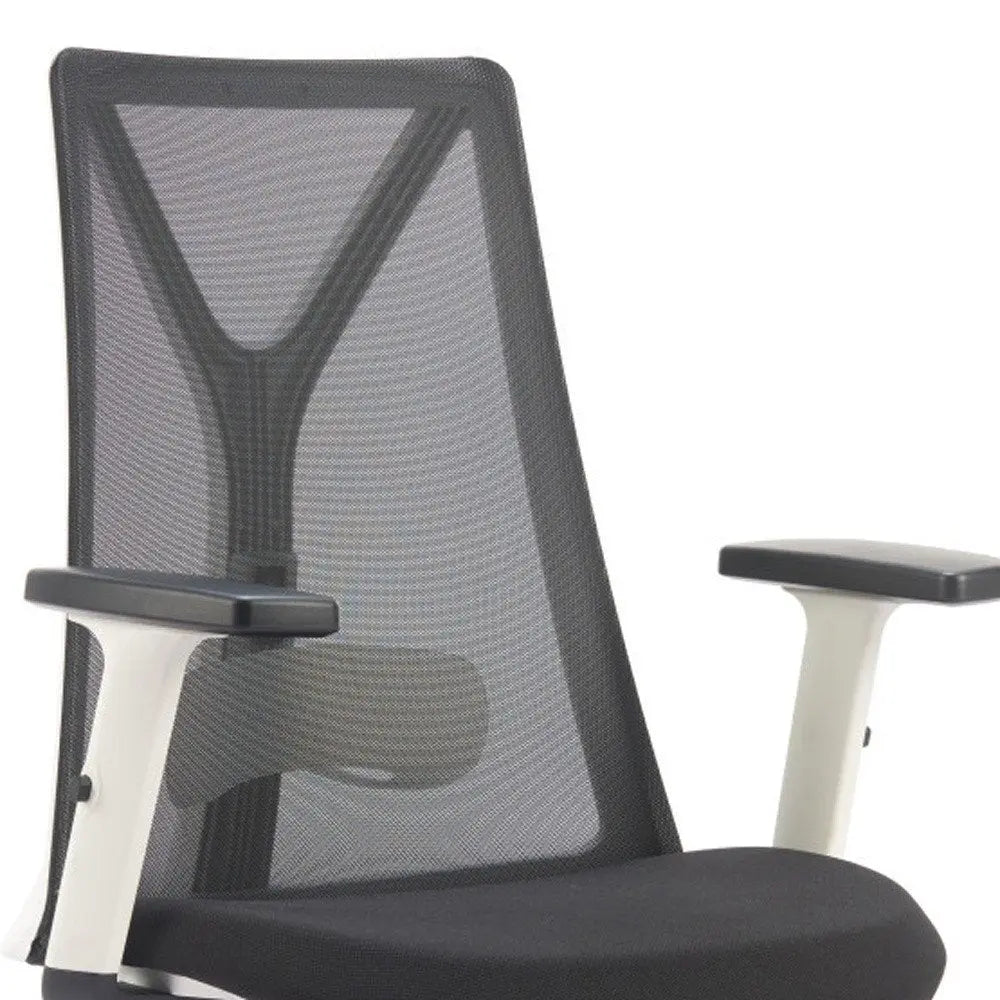 Black Silver and White Adjustable Height Swivel Rolling Office Chair - NOBLE HOME INTERIORS