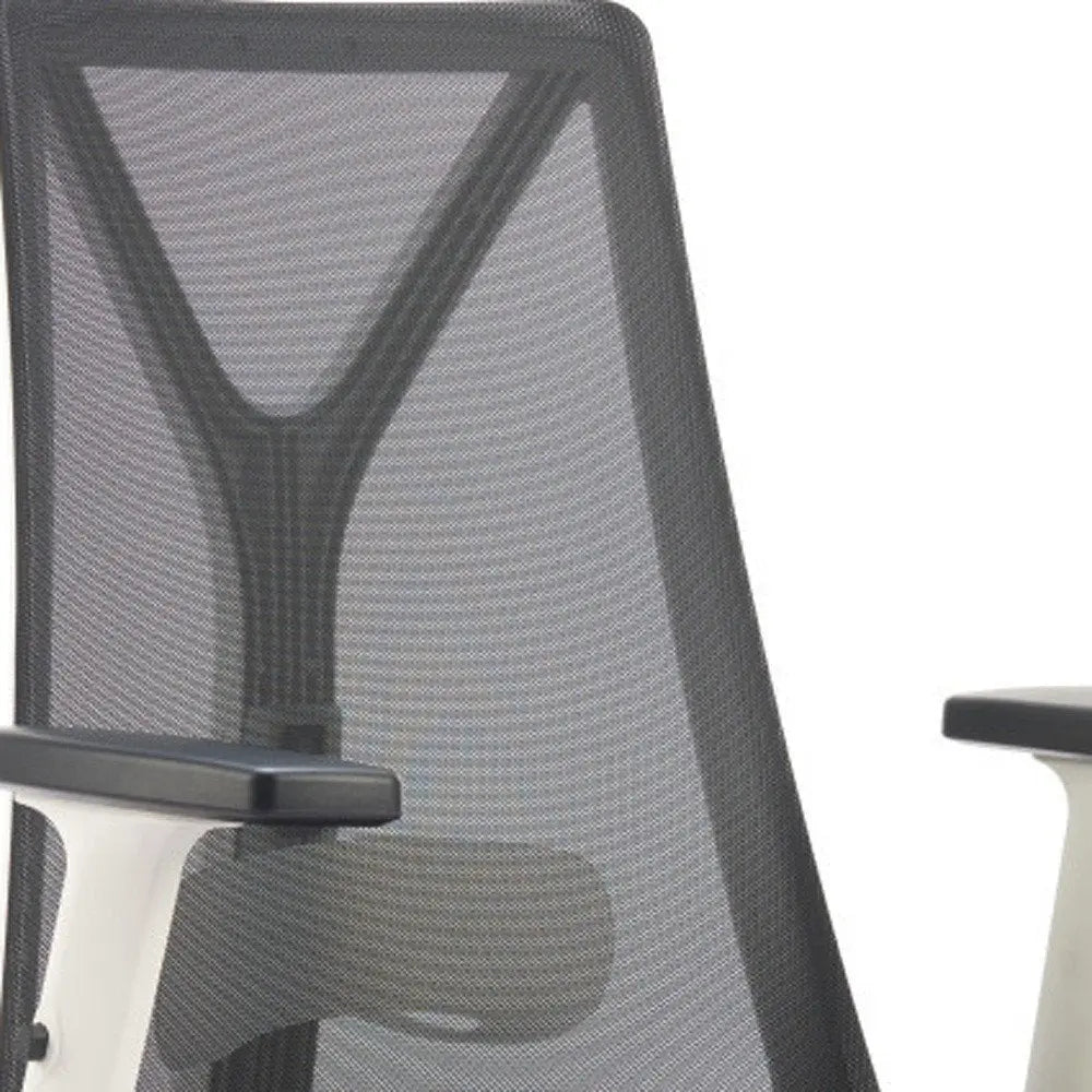 Black Silver and White Adjustable Height Swivel Rolling Office Chair - NOBLE HOME INTERIORS