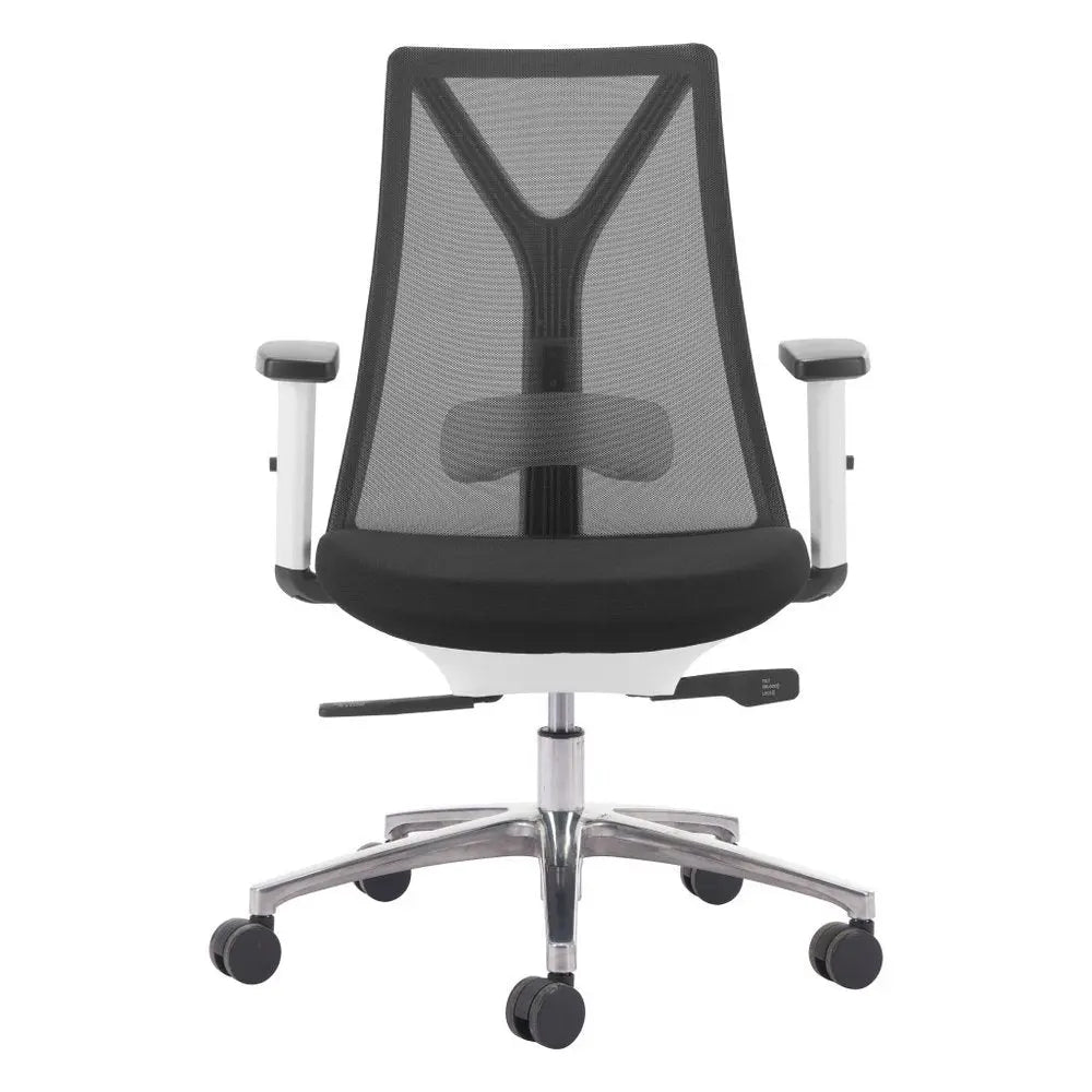 Black Silver and White Adjustable Height Swivel Rolling Office Chair - NOBLE HOME INTERIORS