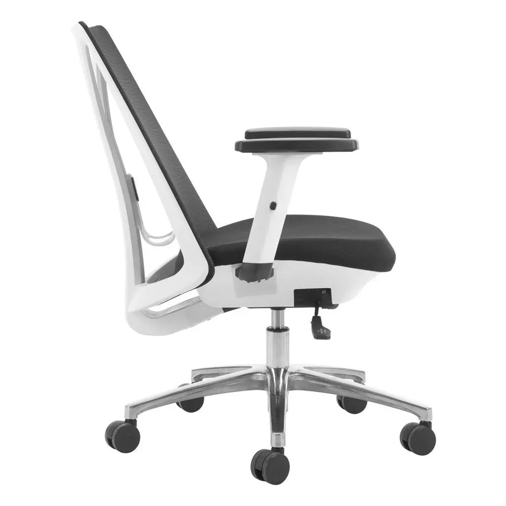 Black Silver and White Adjustable Height Swivel Rolling Office Chair - NOBLE HOME INTERIORS