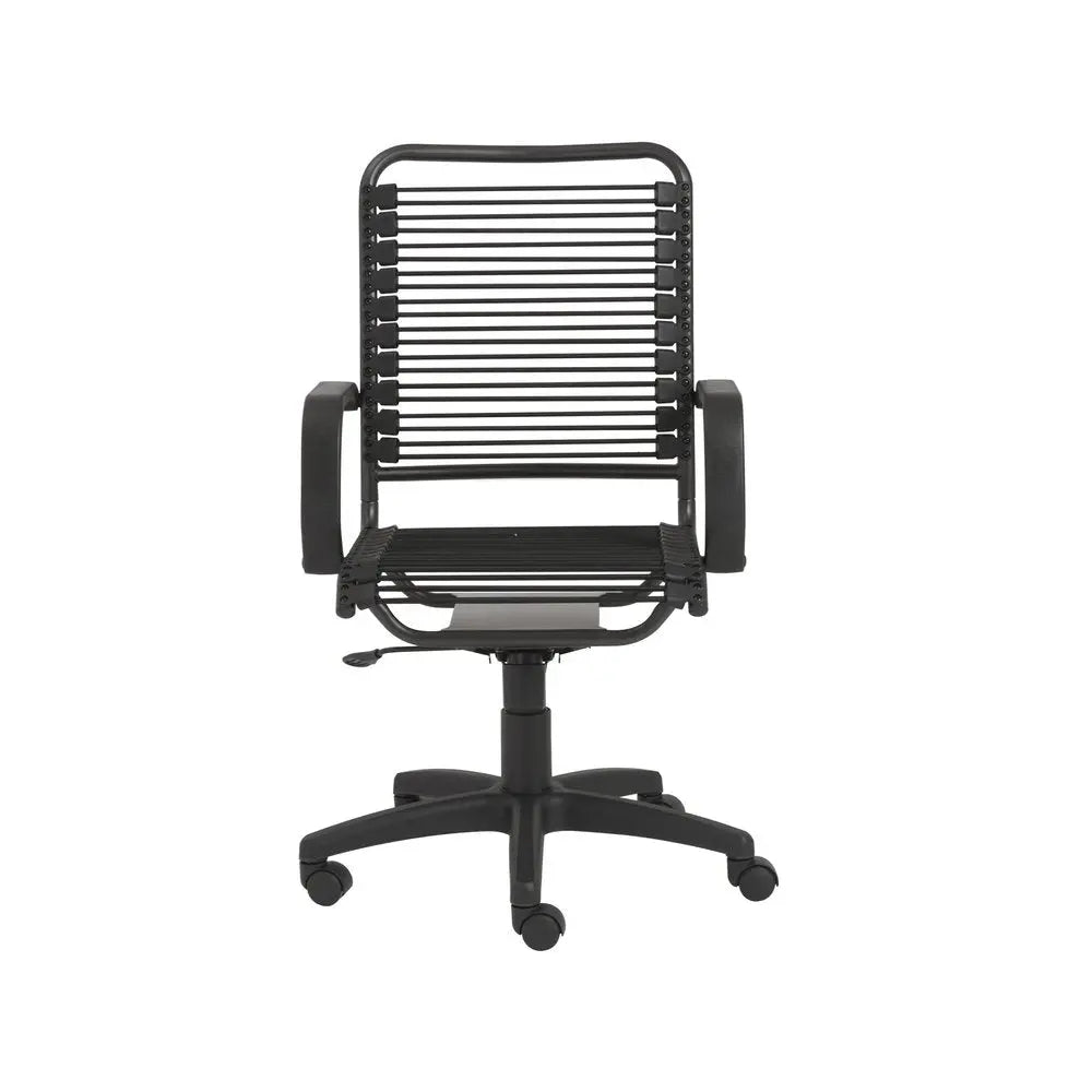 Black Swivel Adjustable Task Chair Bungee Back Steel Frame - NOBLE HOME INTERIORS