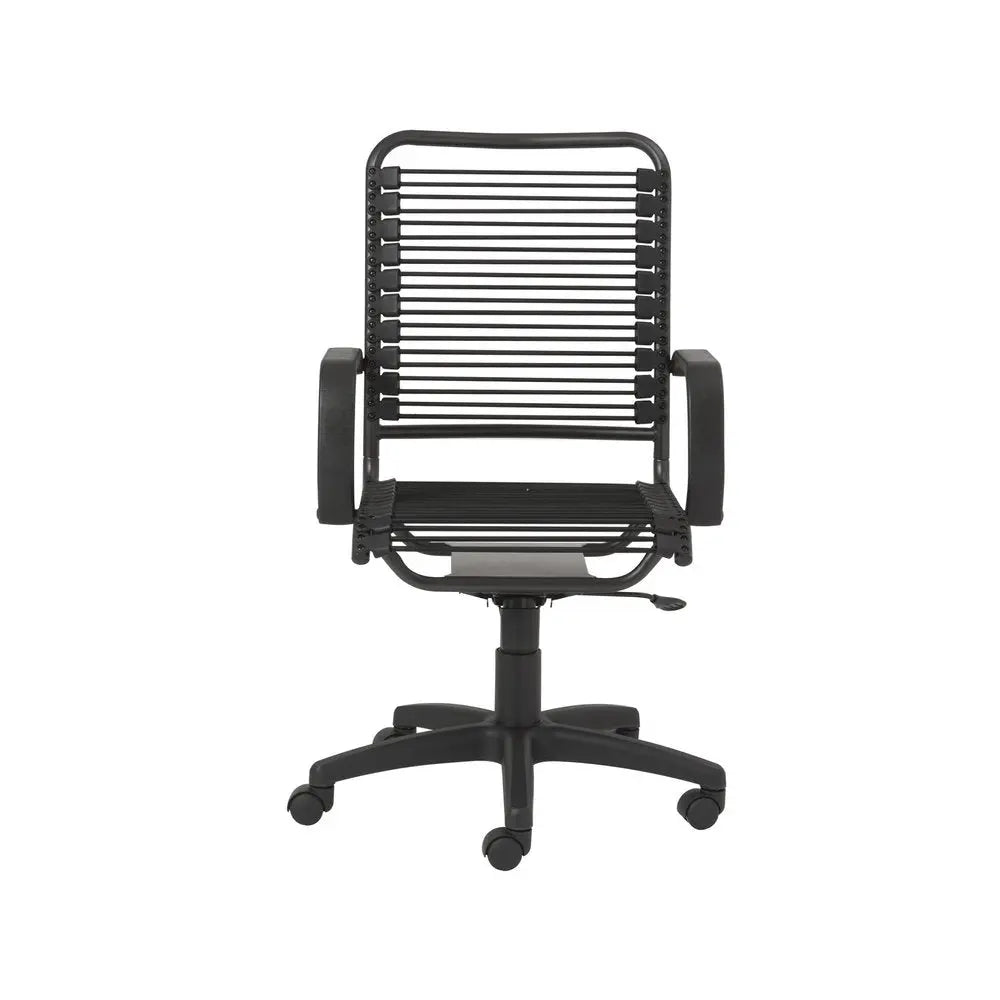 Black Swivel Adjustable Task Chair Bungee Back Steel Frame - NOBLE HOME INTERIORS