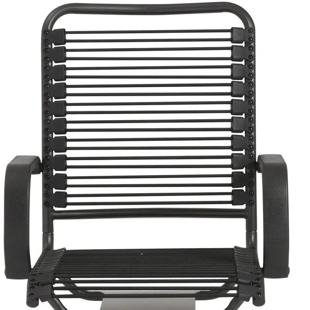 Black Swivel Adjustable Task Chair Bungee Back Steel Frame - NOBLE HOME INTERIORS