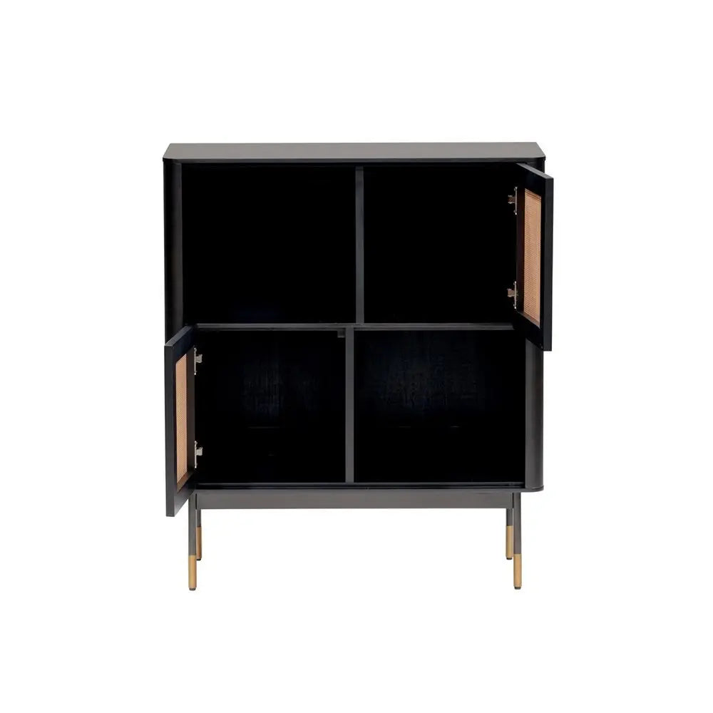 Black Wood and Wicker Accent Cabinet - NOVA HOME FURNITURE