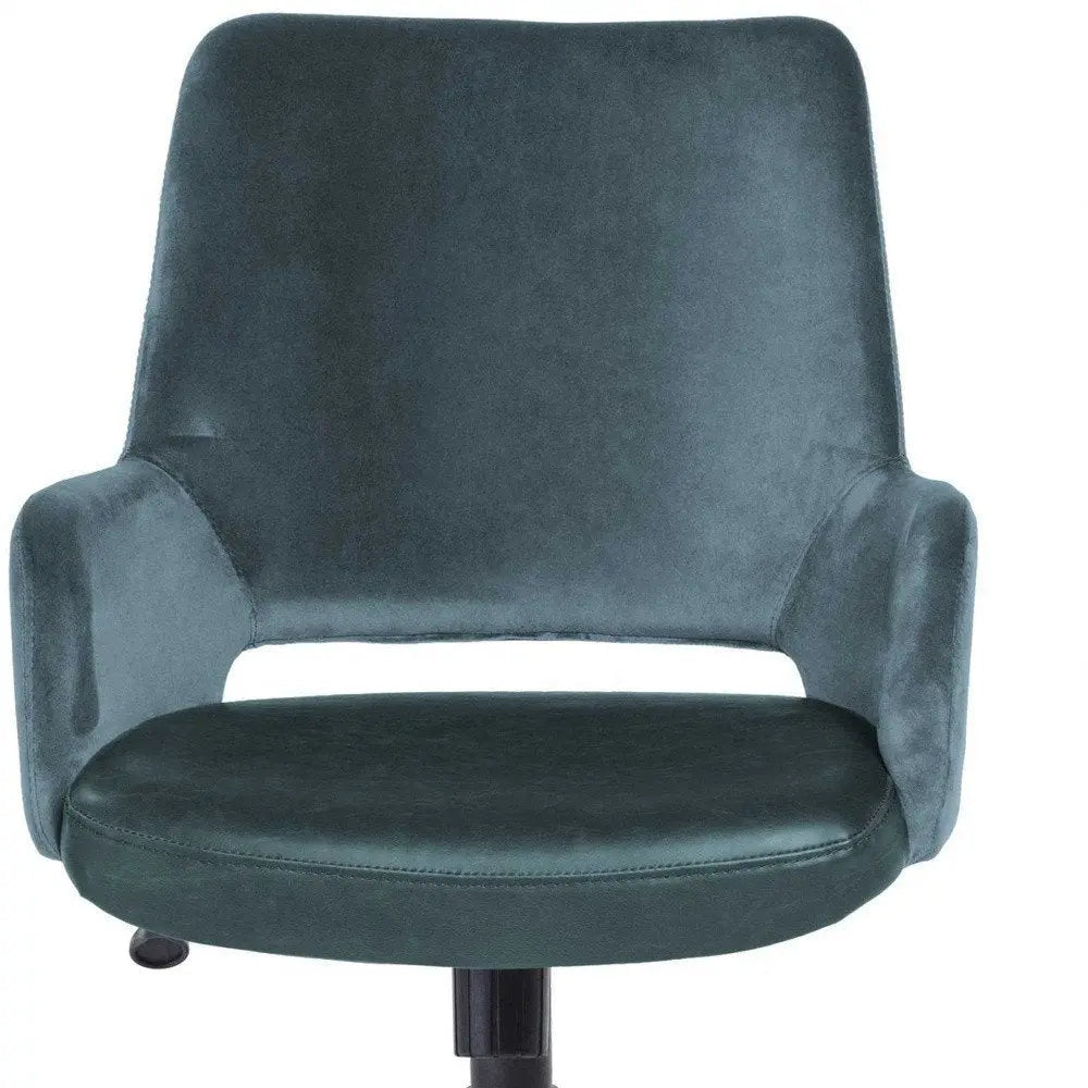 Blue and Black Adjustable Swivel Fabric Rolling Office Chair - NOBLE HOME INTERIORS