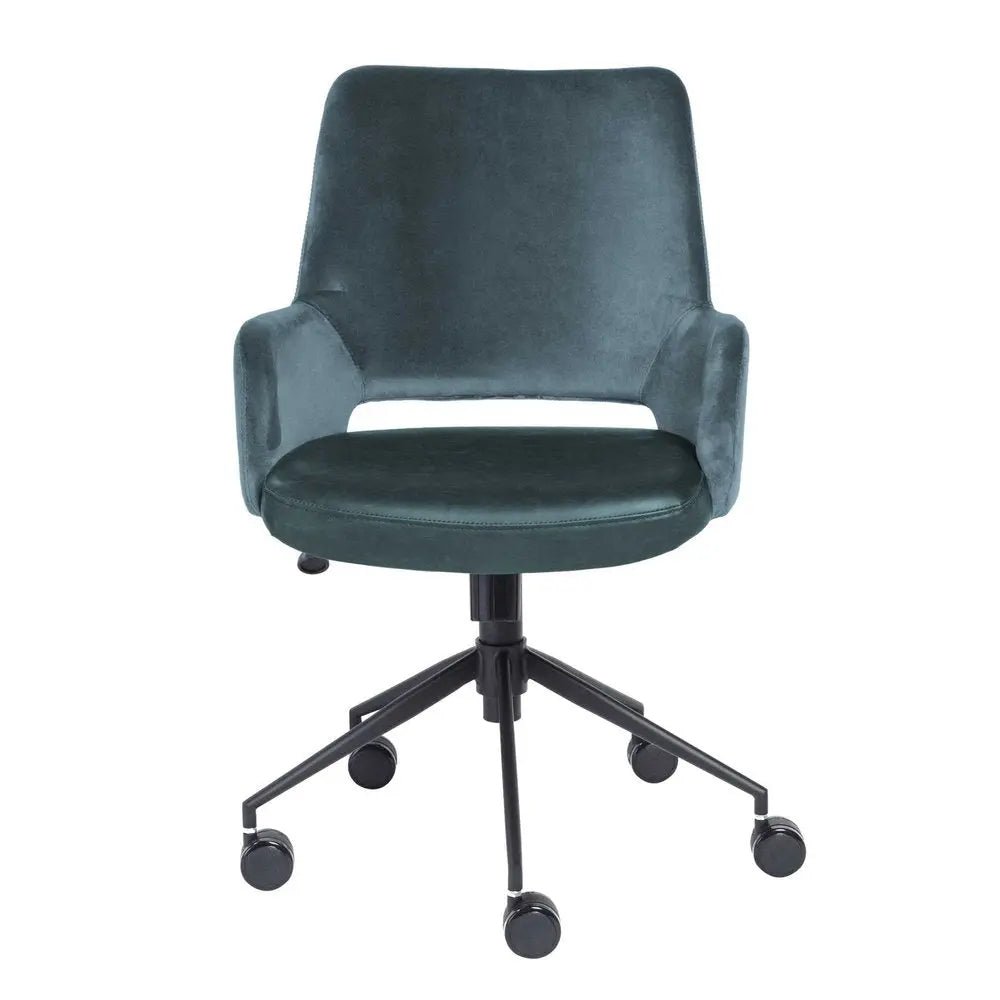 Blue and Black Adjustable Swivel Fabric Rolling Office Chair - NOBLE HOME INTERIORS