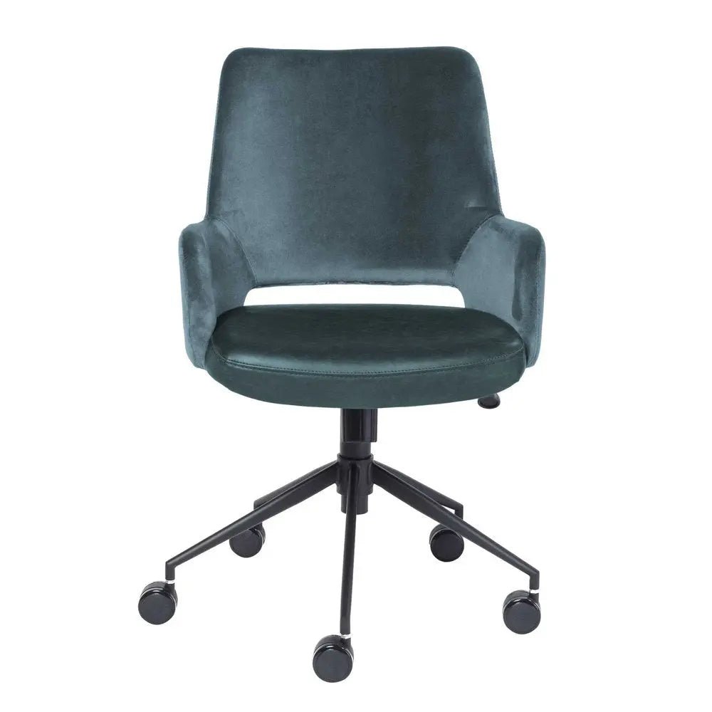 Blue and Black Adjustable Swivel Fabric Rolling Office Chair - NOBLE HOME INTERIORS