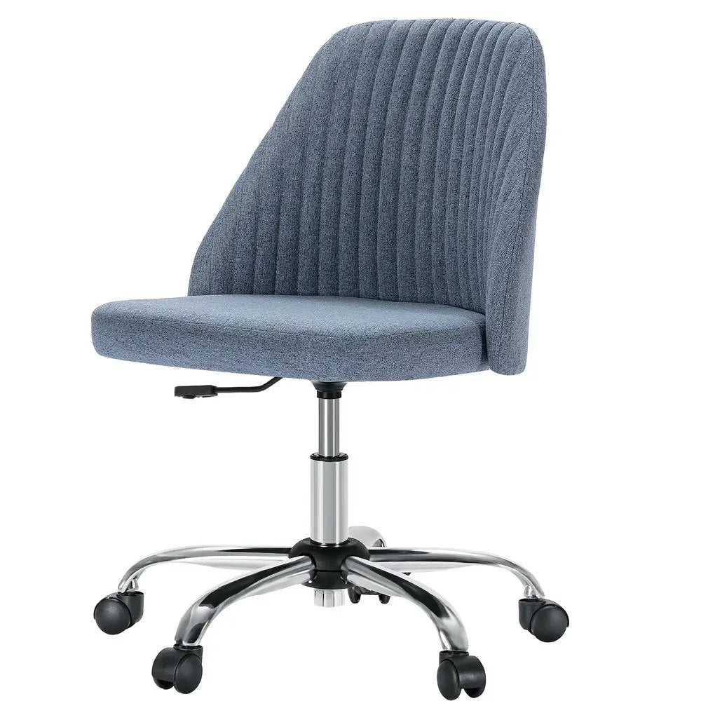 Blue and Silver Adjustable Height Swivel Rolling Office Chair - NOBLE HOME INTERIORS