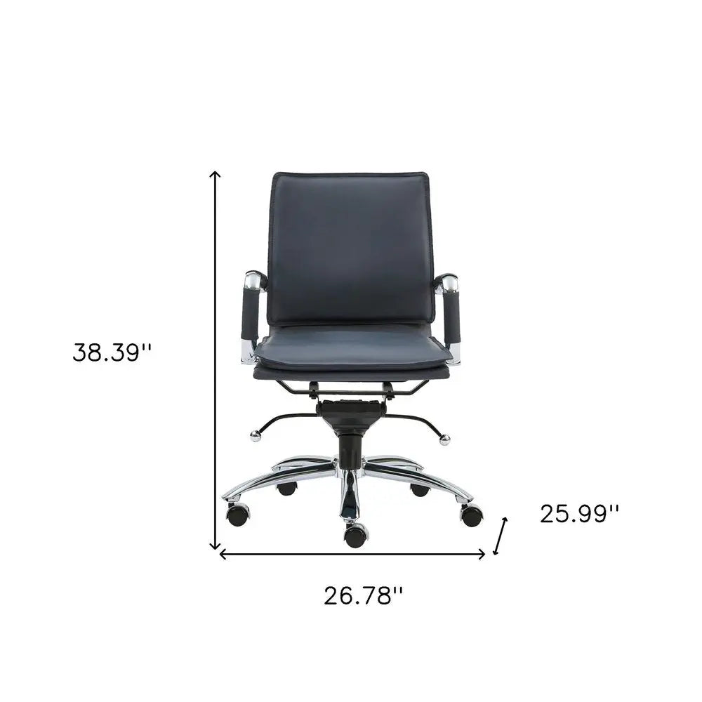 Blue and Silver Adjustable Swivel Faux Leather Rolling Conference Office Chair - NOBLE HOME INTERIORS