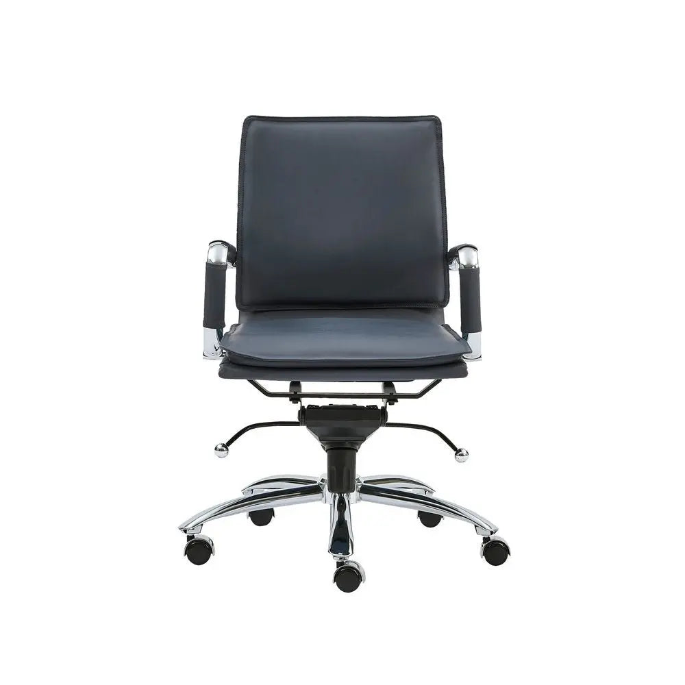 Blue and Silver Adjustable Swivel Faux Leather Rolling Conference Office Chair - NOBLE HOME INTERIORS