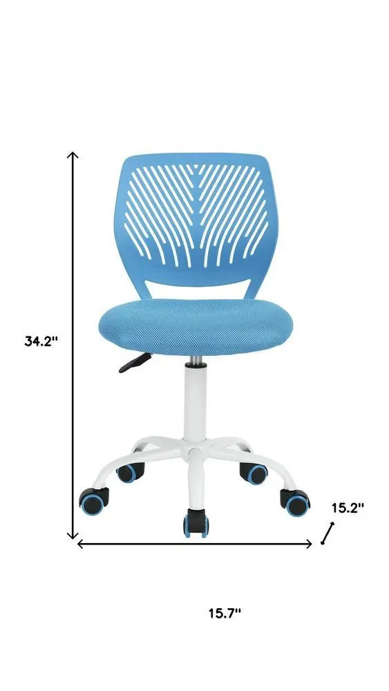 Blue and White Adjustable Height Swivel Rolling Office Chair - NOBLE HOME INTERIORS