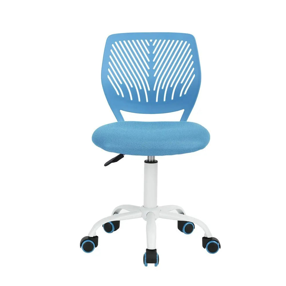 Blue and White Adjustable Height Swivel Rolling Office Chair - NOBLE HOME INTERIORS