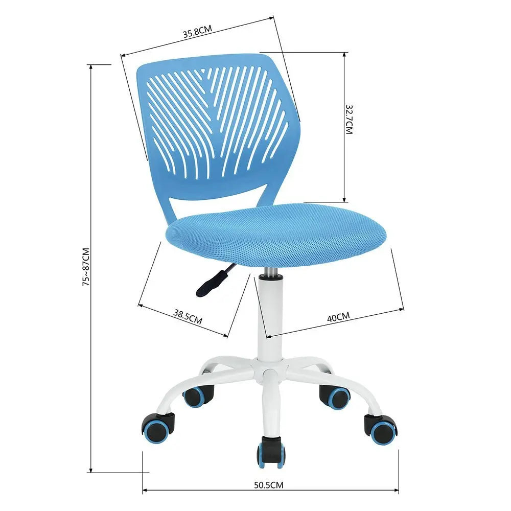 Blue and White Adjustable Height Swivel Rolling Office Chair - NOBLE HOME INTERIORS