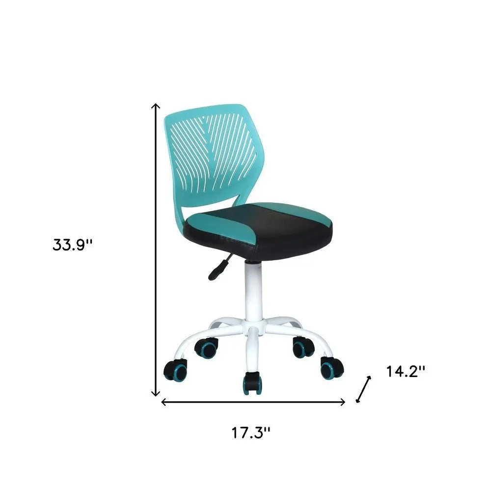 Blue Black and White Adjustable Height Swivel Rolling Office Chair - NOBLE HOME INTERIORS