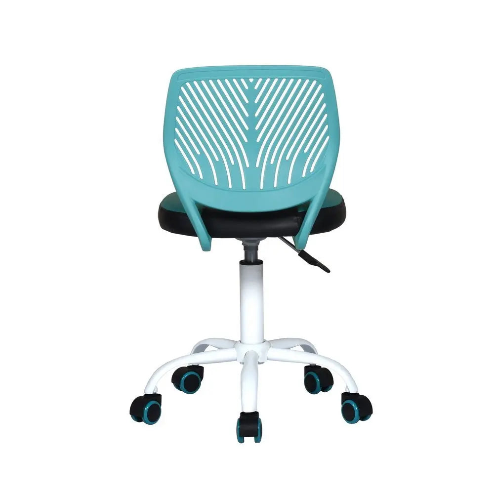 Blue Black and White Adjustable Height Swivel Rolling Office Chair - NOBLE HOME INTERIORS