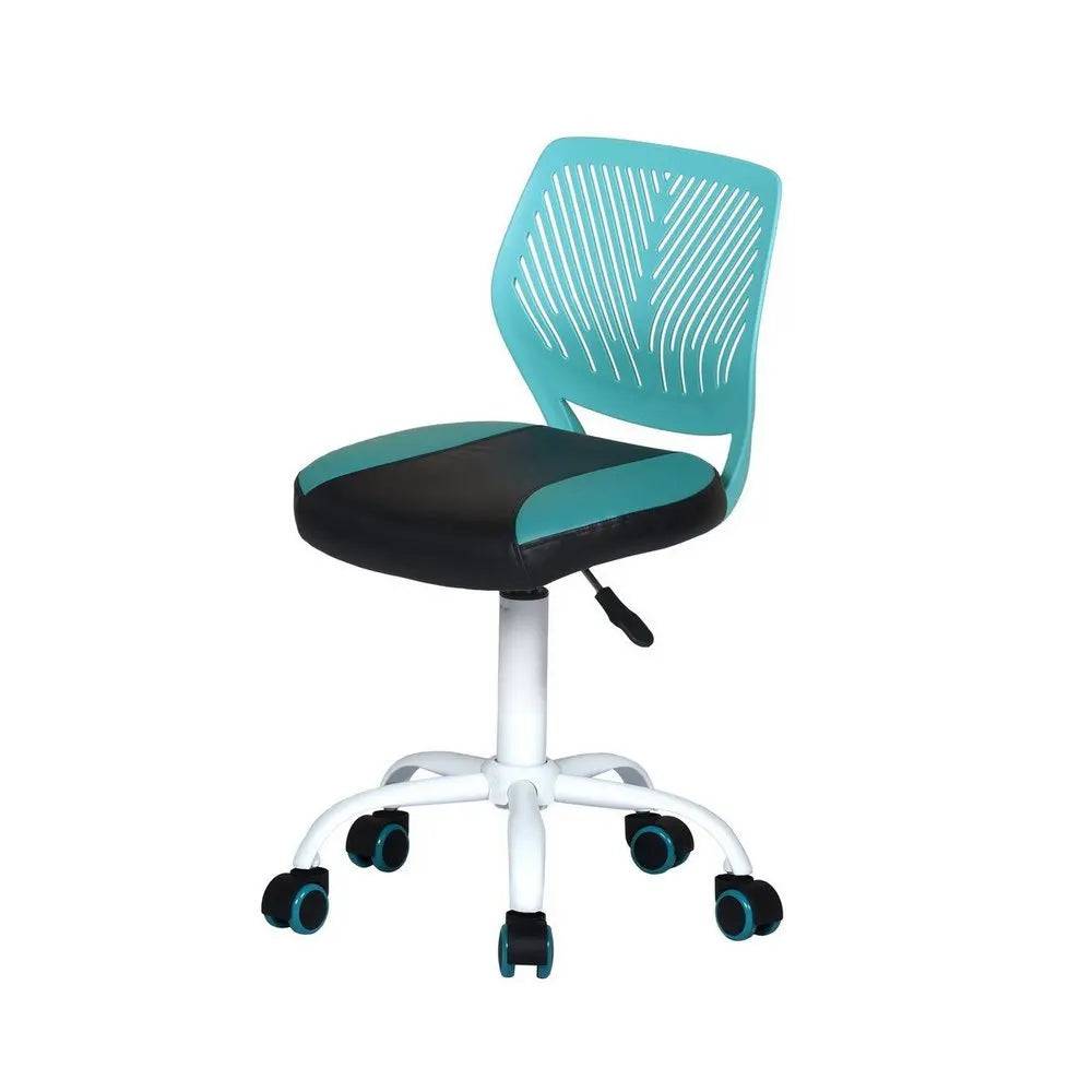 Blue Black and White Adjustable Height Swivel Rolling Office Chair - NOBLE HOME INTERIORS