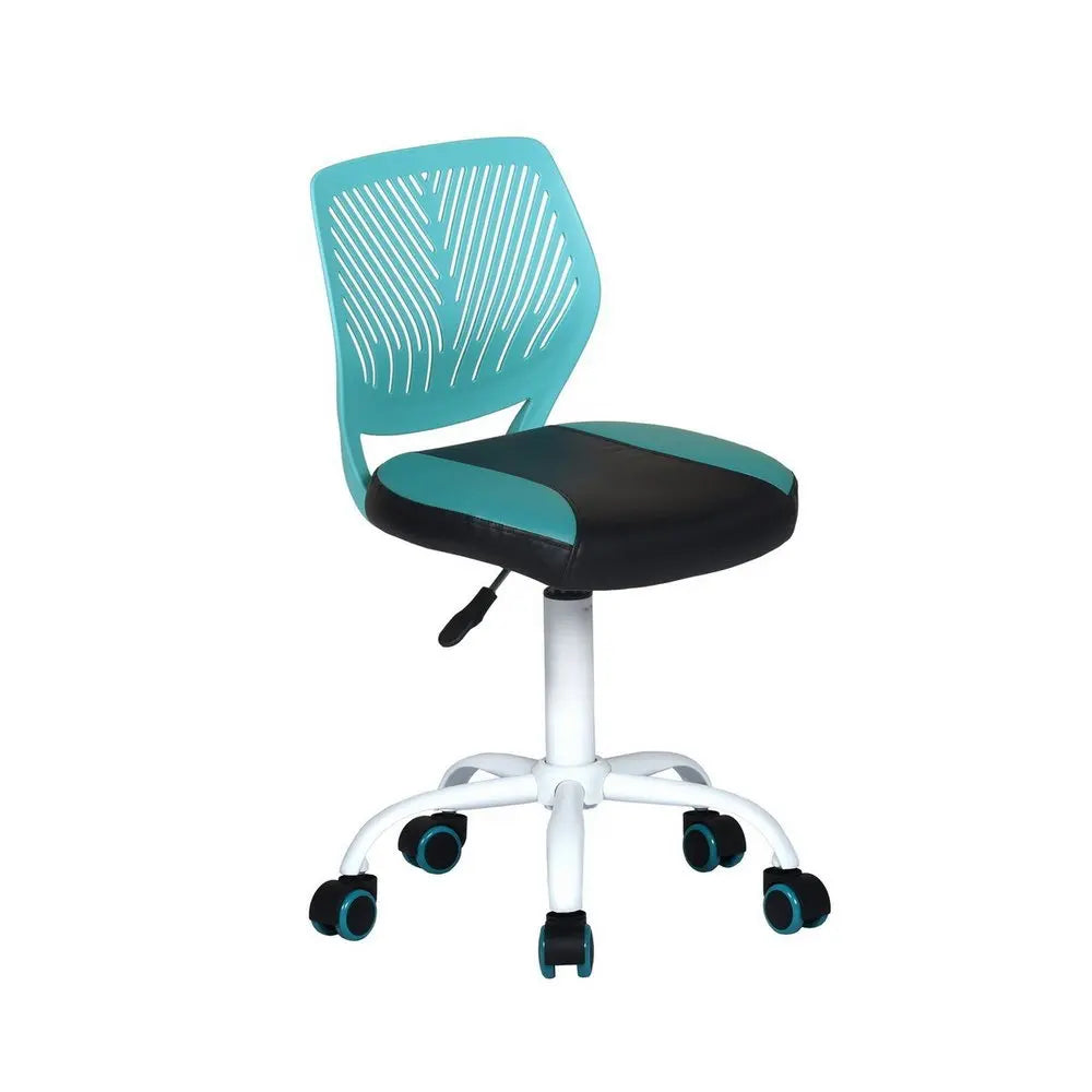 Blue Black and White Adjustable Height Swivel Rolling Office Chair - NOBLE HOME INTERIORS