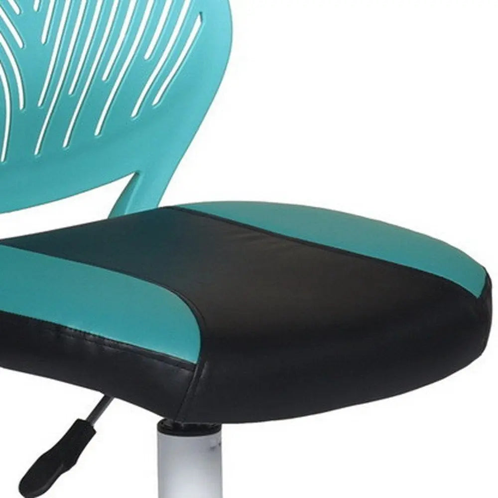 Blue Black and White Adjustable Height Swivel Rolling Office Chair - NOBLE HOME INTERIORS