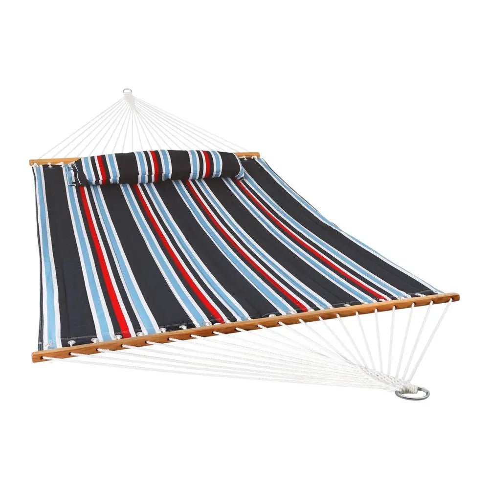 Blue Red And White Striped Double Hammock - NOBLE HOME INTERIORS