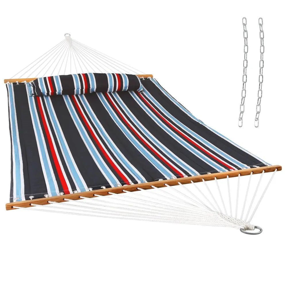 Blue Red And White Striped Double Hammock - NOBLE HOME INTERIORS