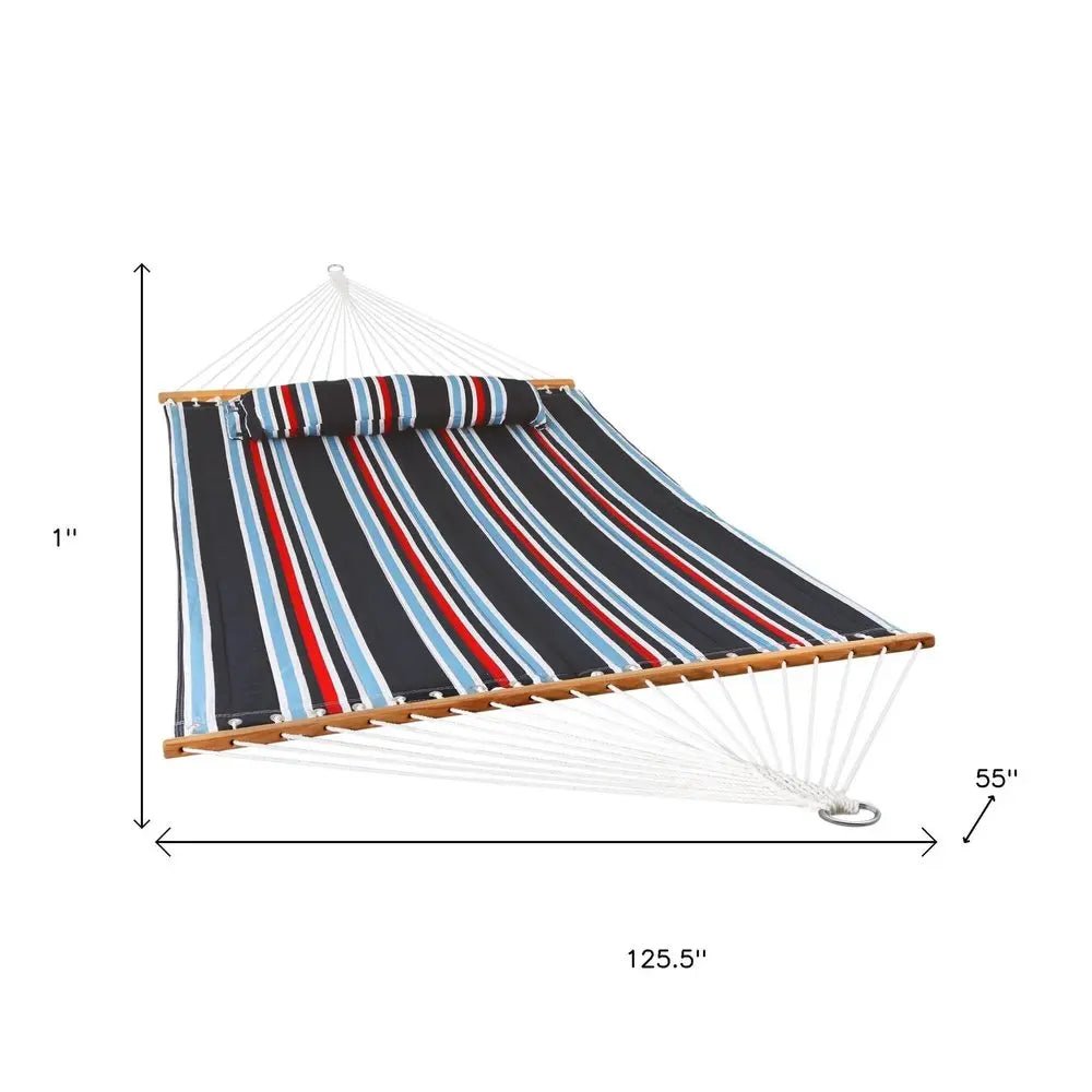 Blue Red And White Striped Double Hammock - NOBLE HOME INTERIORS