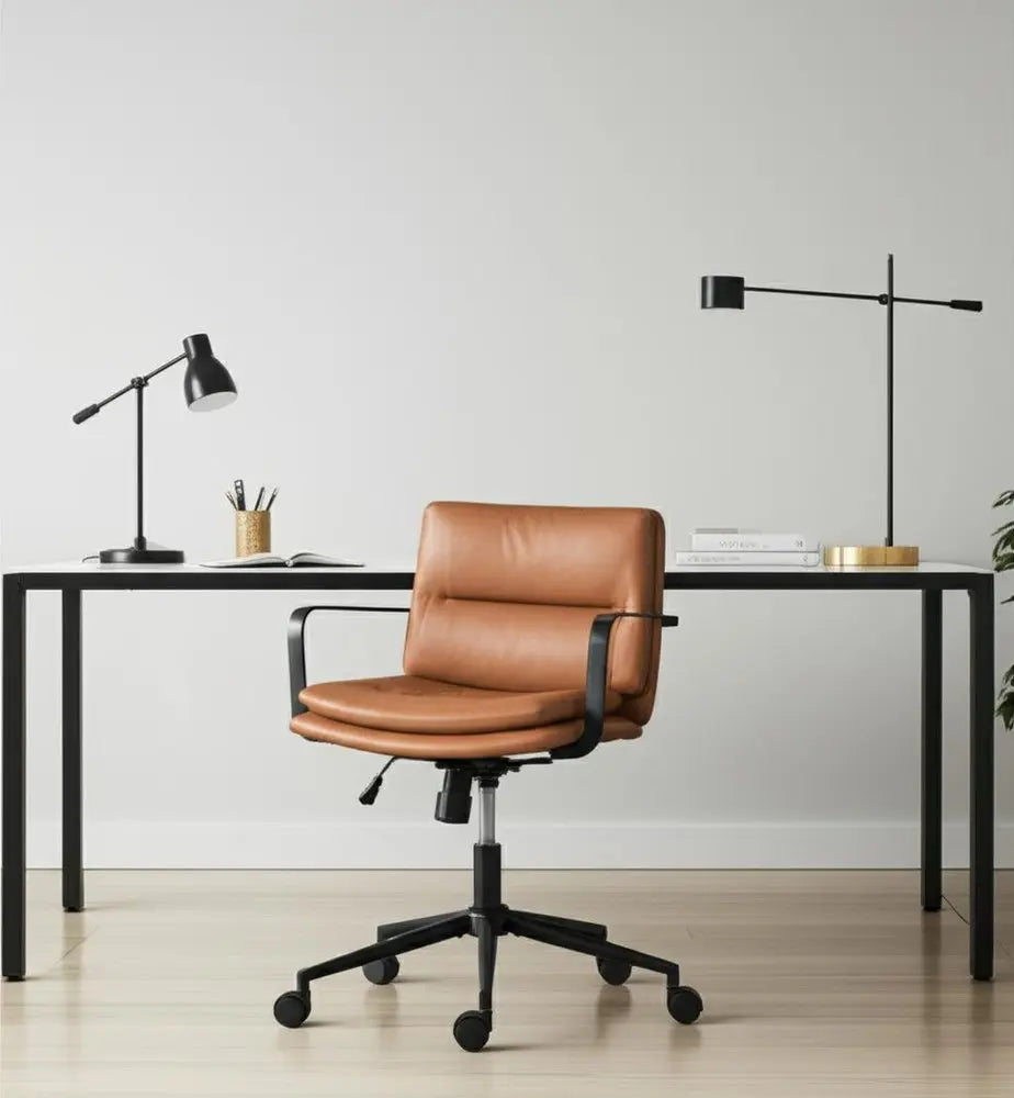 Brown and Black Adjustable Height Swivel Rolling Office Chair - NOBLE HOME INTERIORS