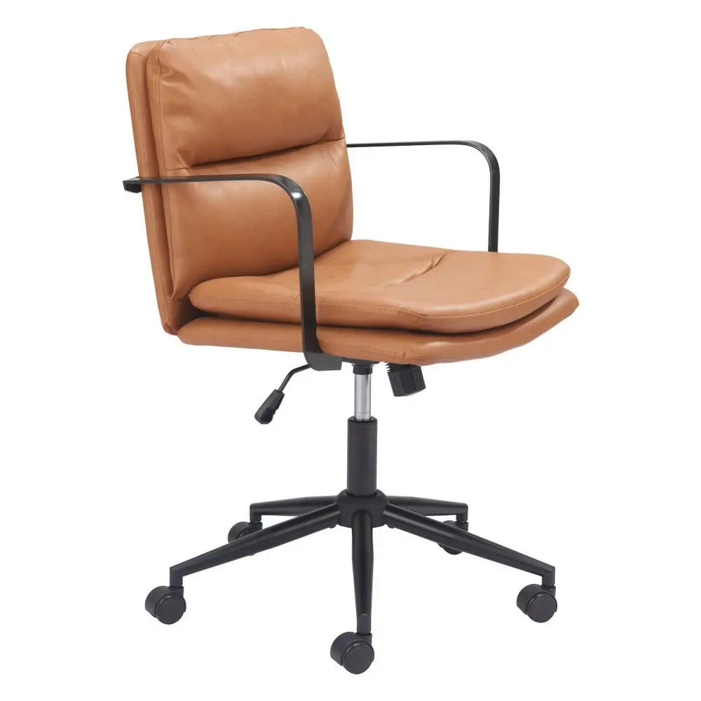 Brown and Black Adjustable Height Swivel Rolling Office Chair - NOBLE HOME INTERIORS