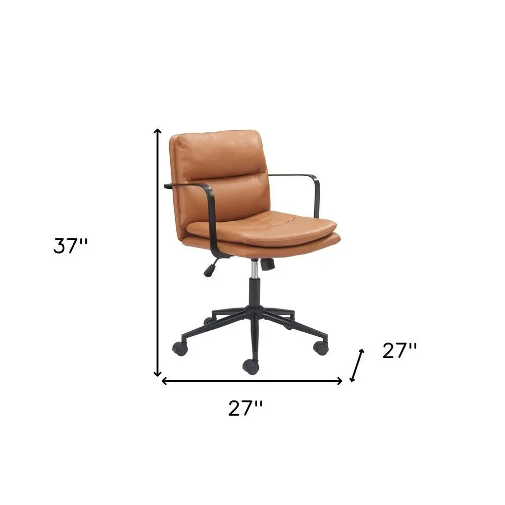 Brown and Black Adjustable Height Swivel Rolling Office Chair - NOBLE HOME INTERIORS
