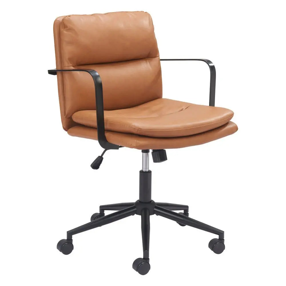 Brown and Black Adjustable Height Swivel Rolling Office Chair - NOBLE HOME INTERIORS